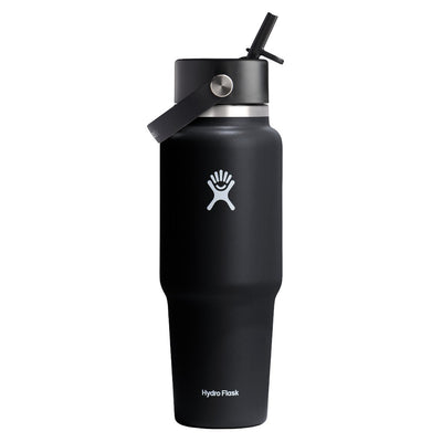 Hydro Flask Wide Mouth Travel Bottle with Flex Straw Cap 32oz/946ml Black